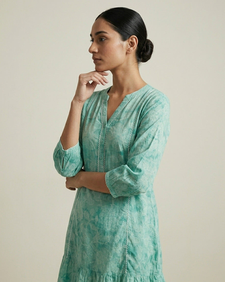 Seafoam Green Peplum-Style Kurti