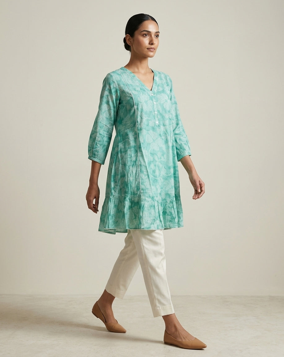 Seafoam Green Peplum-Style Kurti