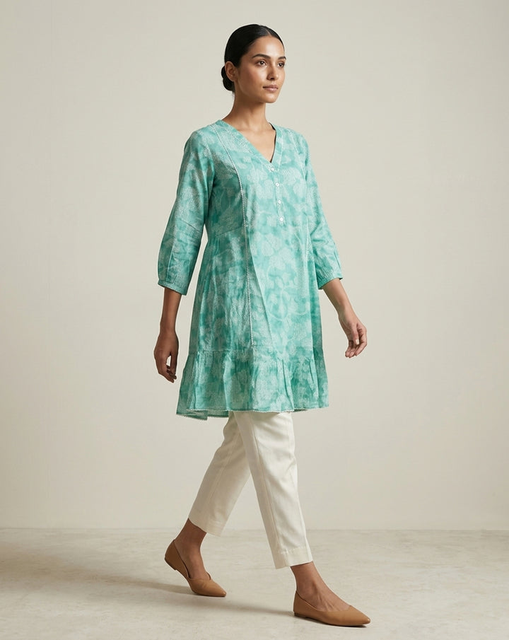 Seafoam Green Peplum-Style Kurti
