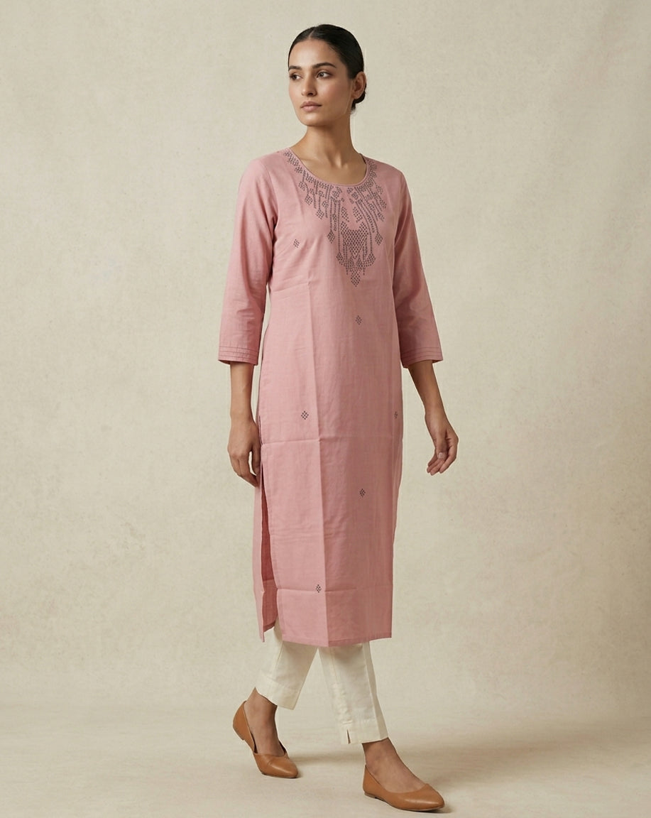 Minimalist Dusty Rose Straight Kurta