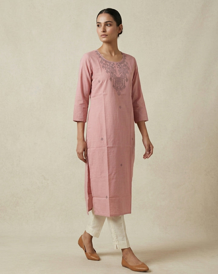 Minimalist Dusty Rose Straight Kurta
