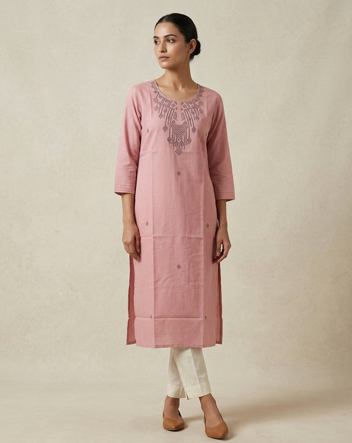 Minimalist Dusty Rose Straight Kurta