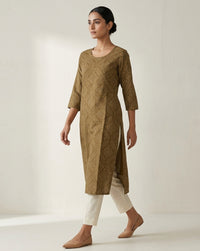 Earth-Toned Geometric Print Straight Kurta 2