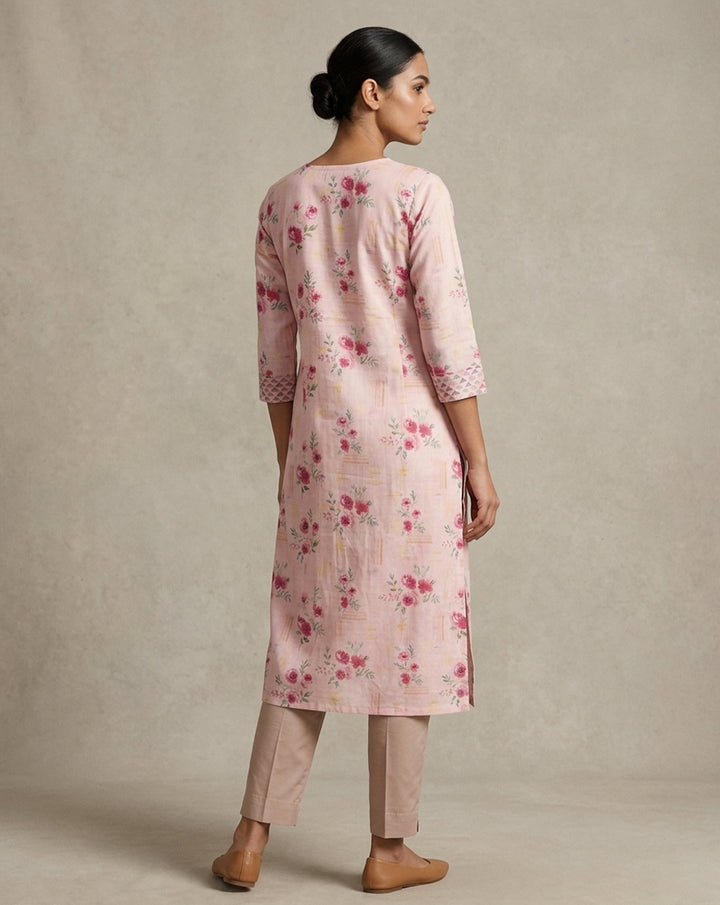 Blush Floral Embroidered Straight Kurta
