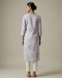 Elegant Lavender Floral Print Straight Kurta 3