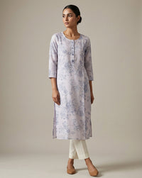 Elegant Lavender Floral Print Straight Kurta 1
