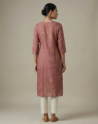 Elegant Rose-Mauve Floral Printed Straight Kurta 3