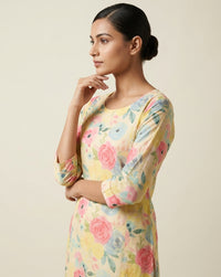 Radiant Floral Watercolor Print Straight Kurta 3
